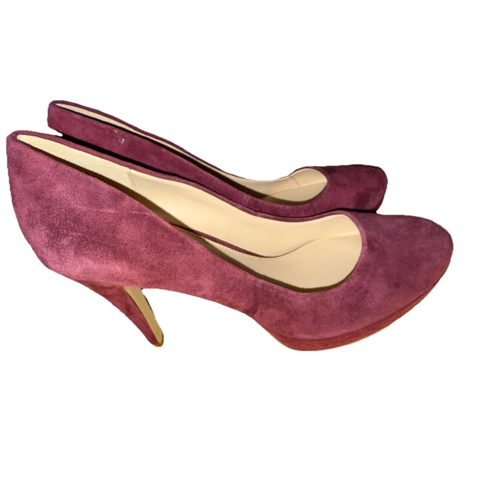 Violet and Red Burgundy Seude Round Toe Heels